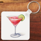 Waterverf Cosmopolitan Cocktail Drink Sleutelhanger (Achterkant)