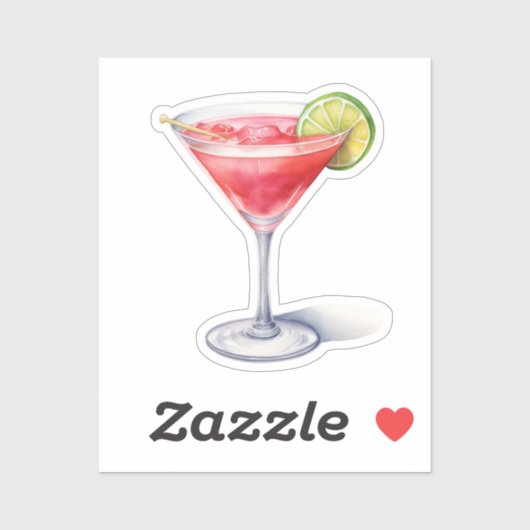Waterverf Cosmopolitan Cocktail Drink Sticker (Vel)