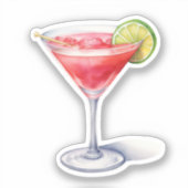 Waterverf Cosmopolitan Cocktail Drink Sticker (Voorkant)