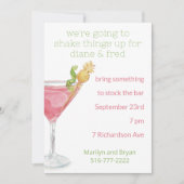 Waterverf Cosmopolitan Cocktail Stock de Bar Kaart (Voorkant)