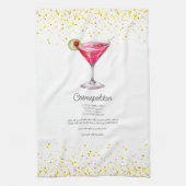 Waterverf Cosmopolitan Custom Cocktail Recept Theedoek (Verticaal)