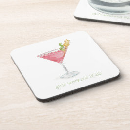 Waterverf Cosmopolitan Roze Cocktail Bier Onderzetter