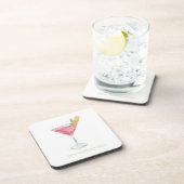 Waterverf Cosmopolitan Roze Cocktail Bier Onderzetter (Rechterzijde)