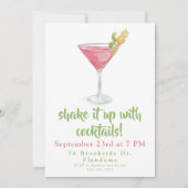 Waterverf Cosmopolitan schudt het op met cocktails Kaart (Voorkant)