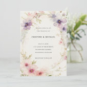 Waterverf Cosmos Flowers Bruiloft Kaart (Staand voorkant)