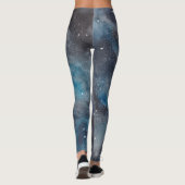 Waterverf Cosmos in Blauw en Zwarte Ruimte Leggings (Achterkant)