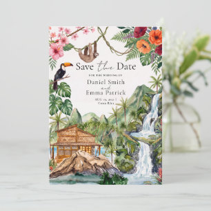Waterverf Costa Rica Bestemming Save The Date Kaart