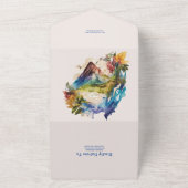 Waterverf Costa Rica Destination Wedding All In One Uitnodiging (Buitenkant)