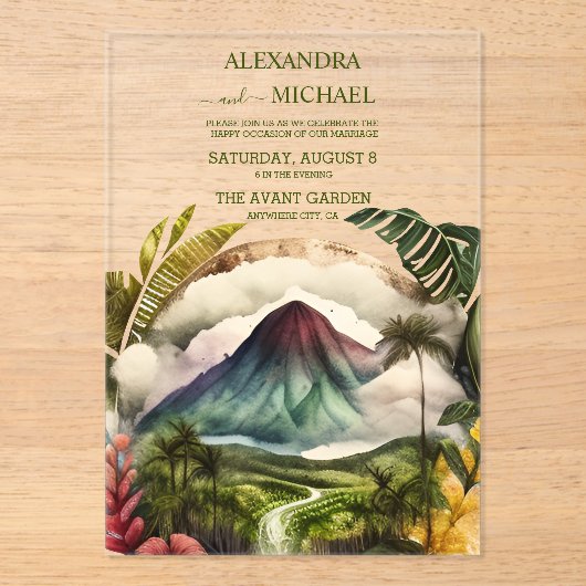 Waterverf Costa Rica Destination Wedding Invitati Acryl Uitnodigingen (Voorkant)