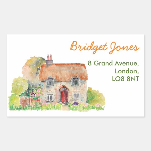 Waterverf Cottage Adres Label (Voorkant)