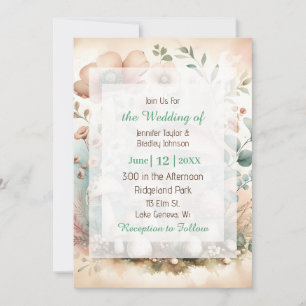 Waterverf Cottage Core Wedding Kaart