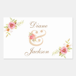 Waterverf Cottage Garden Rozen Scrapbook Rechthoekige Sticker