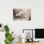Waterverf Cottage Landschap Poster (Thuiskantoor)