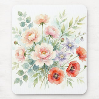 Waterverf Cottage Tuin Wilde Bloemen Boeket Muismat