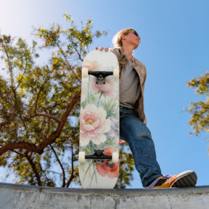 Waterverf Cottage Tuin Wilde Bloemen Boeket Persoonlijk Skateboard