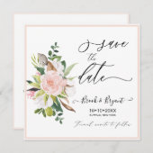 Waterverf Cotton Blush Rozen Bewaar de datum Kaart (Voorkant / Achterkant)