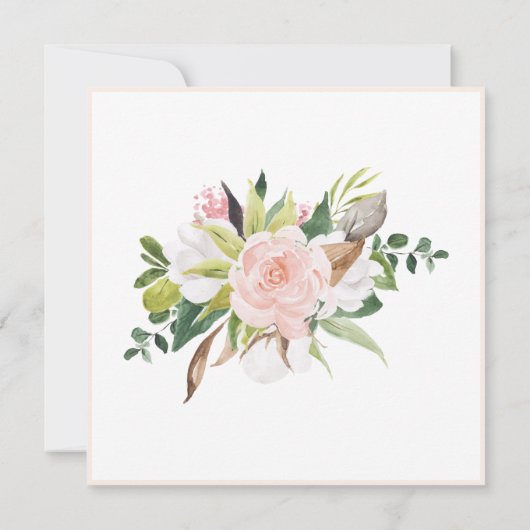 Waterverf Cotton Blush Rozen Bewaar de datum Kaart (Achterkant)