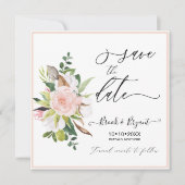 Waterverf Cotton Blush Rozen Bewaar de datum Kaart (Voorkant)