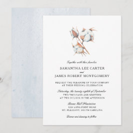 Waterverf Cotton Boll Plant | Bruiloft Kaart