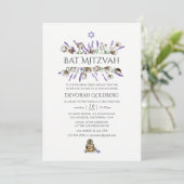 Waterverf Cotton Lavender Bat Mitzvah Kaart (Staand voorkant)