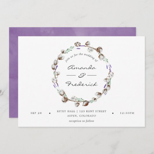 Waterverf Cotton Lavender Country Weddenschap Kaart (Voorkant / Achterkant)