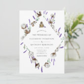 Waterverf Cotton Lavender Country Weddenschap Kaart (Staand voorkant)