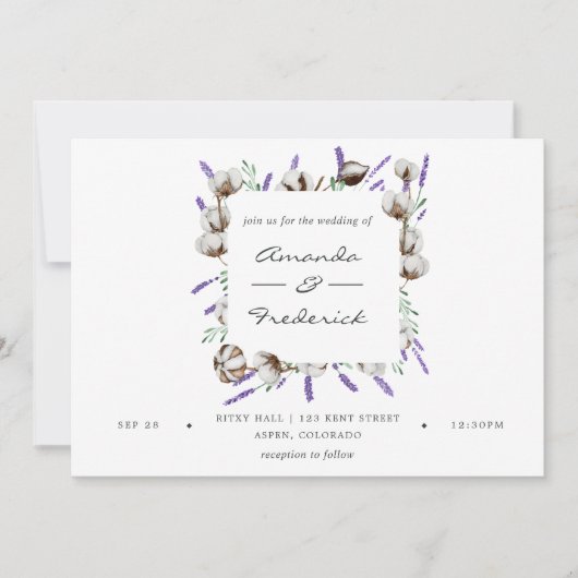 Waterverf Cotton Lavender Country Weddenschap Kaart (Voorkant)
