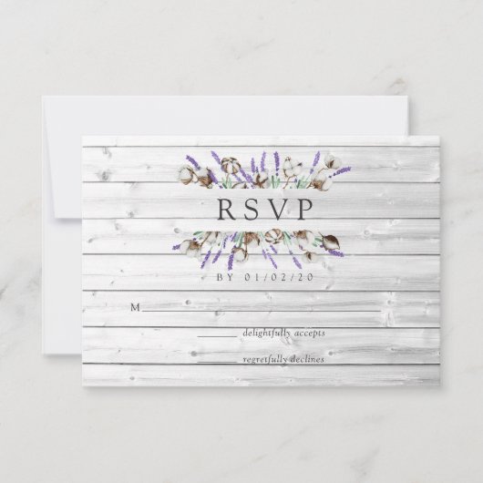 Waterverf Cotton Lavender Country Weddenschap RSVP (Voorkant)