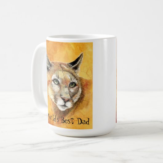 Waterverf Cougar Animal World's beste vader Koffiemok (Voorkant links)