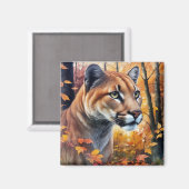 Waterverf Cougar Kat Herfst Kunstmagneet Magneet (Voorkant / Achterkant)