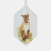 Waterverf Cougar Kitten - Kunst voor in het wild l Glas Ornament (Voorkant Rechts)