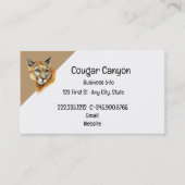 Waterverf Cougar met Visitekaartje Animal Tracks (Voorkant)