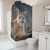Waterverf Cougar Mountain Lion Kat Dier Douchegordijn (In situ)