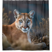 Waterverf Cougar Mountain Lion Kat Dier Douchegordijn (Voorkant)