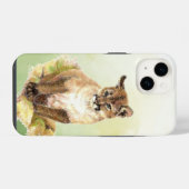Waterverf Cougar Mountain Lion Wild Cat Kitten iPhone Hoesje (Achterkant horizontaal)