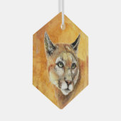 Waterverf Cougar Mountain Lion Wildlife Animal Glas Ornament (Voorkant Rechts)