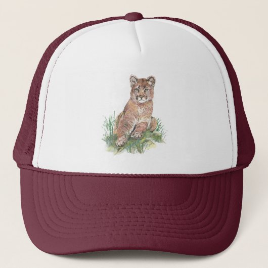 Waterverf Cougar Mountain Lion Wildlife Natuur Trucker Pet (Voorkant)