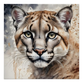 Waterverf Cougar nr. 1 Perfect Poster