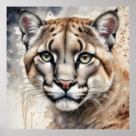 Waterverf Cougar nr. 1 Poster