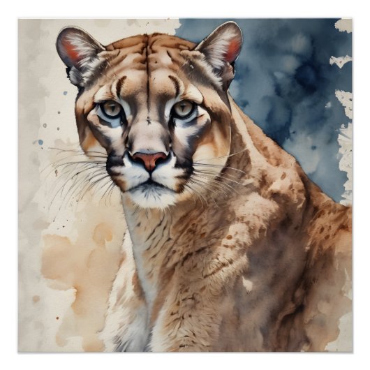 Waterverf Cougar nr. 3 Perfect Poster (Voorkant)