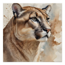 Waterverf Cougar nr. 4 Perfect Poster