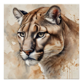 Waterverf Cougar nr. 5 Perfect Poster