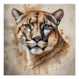Waterverf Cougar nr. 6 Perfect Poster
