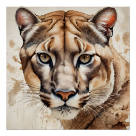 Waterverf Cougar nr. 7 Perfect Poster