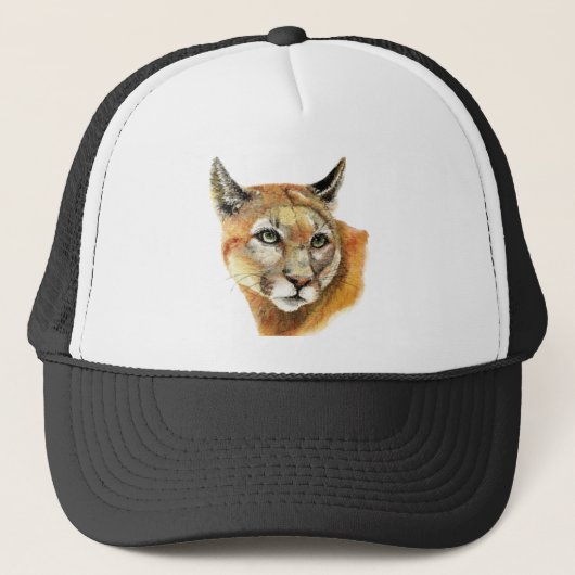 Waterverf Cougar Puma Animal Natuur Art Trucker Pet (Voorkant)