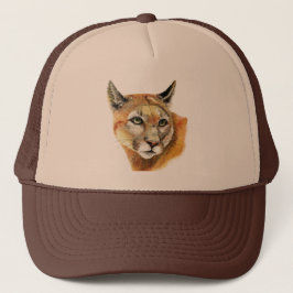 Waterverf Cougar Puma Animal Natuur Art Trucker Pet