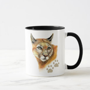 Waterverf Cougar Puma, Mountain Lion, Animal Mok