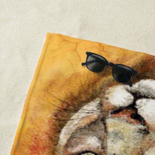 Waterverf Cougar, Puma, Mountain Lion Cat Strandlaken (In situ)