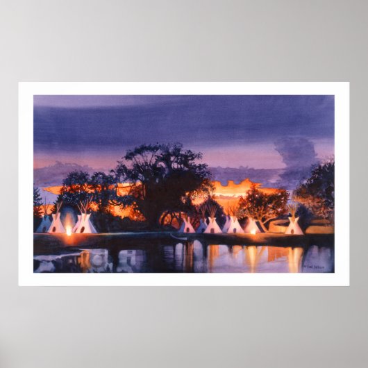 waterverf "Council Fires", Paul Jackson Poster (Voorkant)