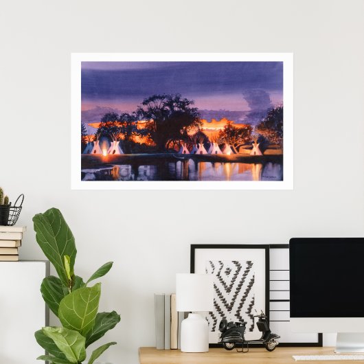 waterverf "Council Fires", Paul Jackson Poster (Thuiskantoor)